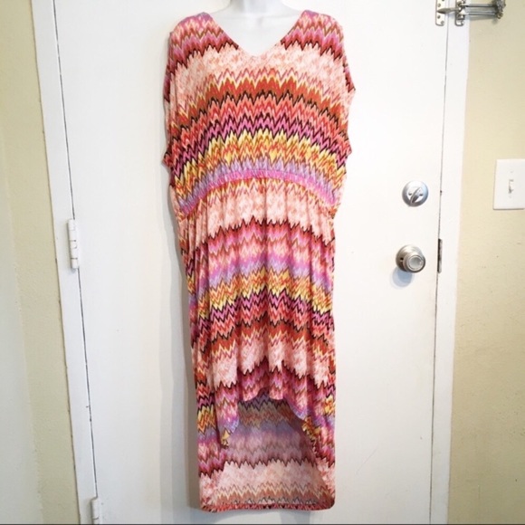 christine Dresses & Skirts - 🌿5for$15🌿Plus Size Colorful Chevron Hi Low Dress